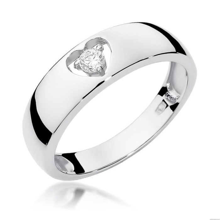 Pierścionek W0071 Diament 0,10ct Białe złoto 375
