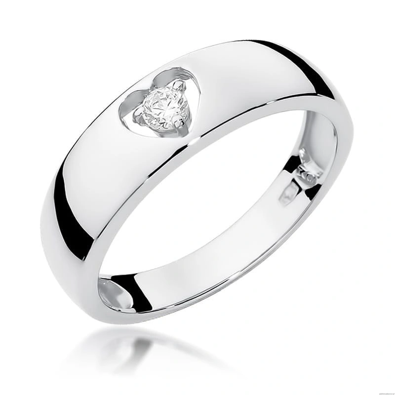 Pierścionek W0071 Diament 0,10ct Białe złoto 375