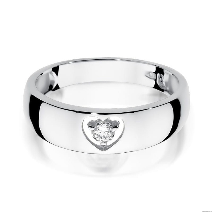 Pierścionek W0071 Diament 0,10ct Białe złoto 375