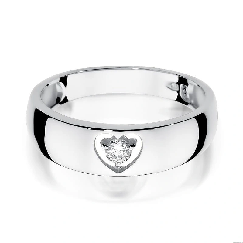 Pierścionek W0071 Diament 0,10ct Białe złoto 375
