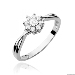 Pierścionek W0072 Diament 0,10ct Białe złoto 375