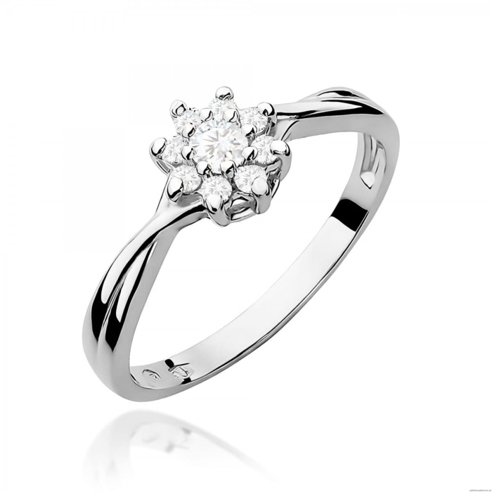 Pierścionek W0072 Diament 0,10ct Białe złoto 375