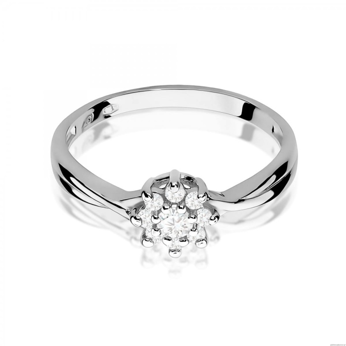 Pierścionek W0072 Diament 0,10ct Białe złoto 375