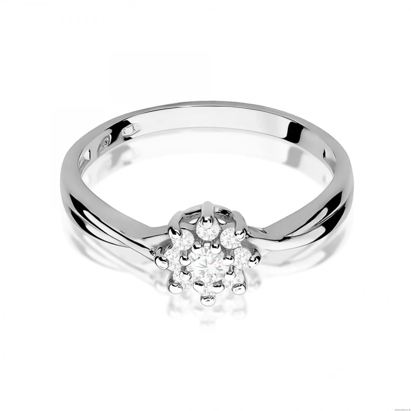 Pierścionek W0072 Diament 0,10ct Białe złoto 375