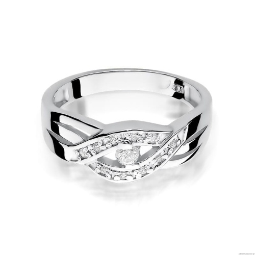 Pierścionek W0083 Diament 0,05ct Białe złoto 375