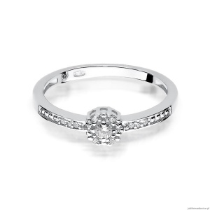 Pierścionek W091 Diament 0,04ct Białe złoto 375