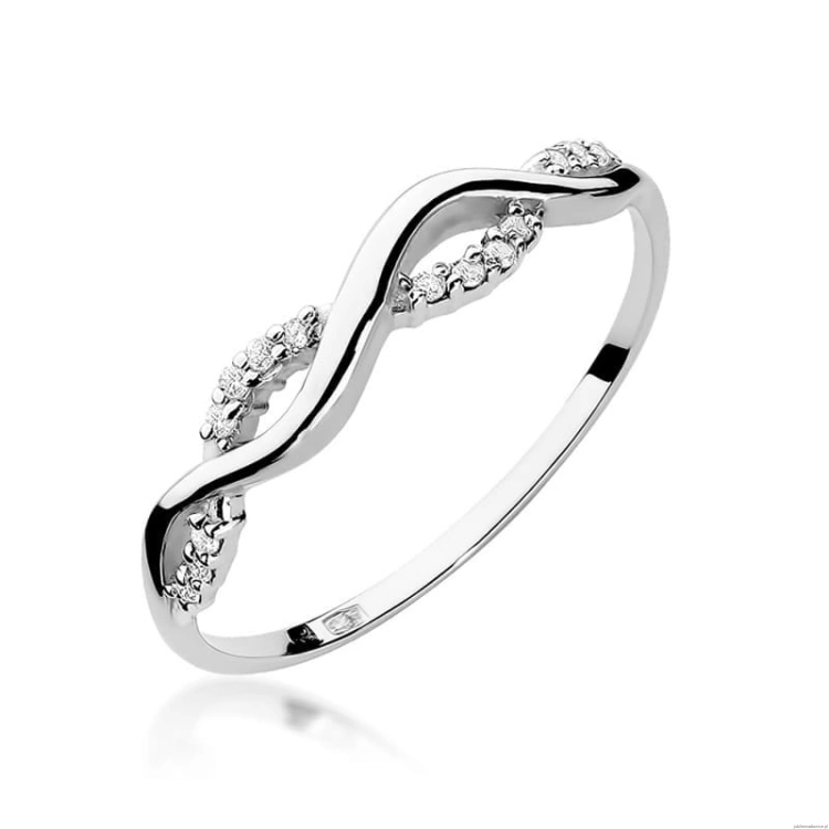 Pierścionek W0096 z diamentami Białe złoto 375