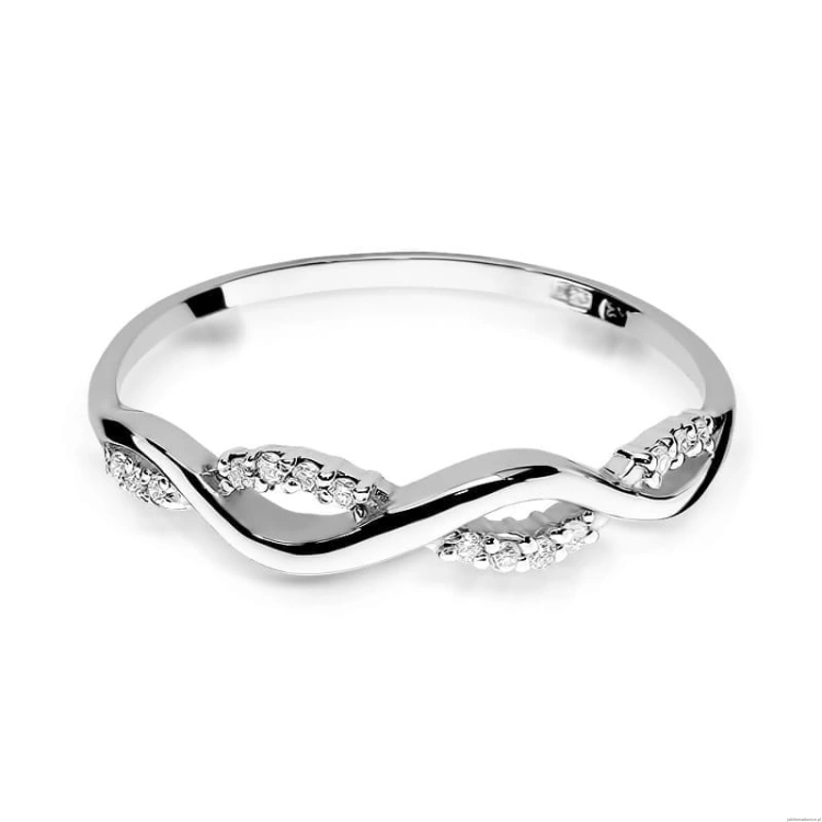 Pierścionek W0096 z diamentami Białe złoto 375