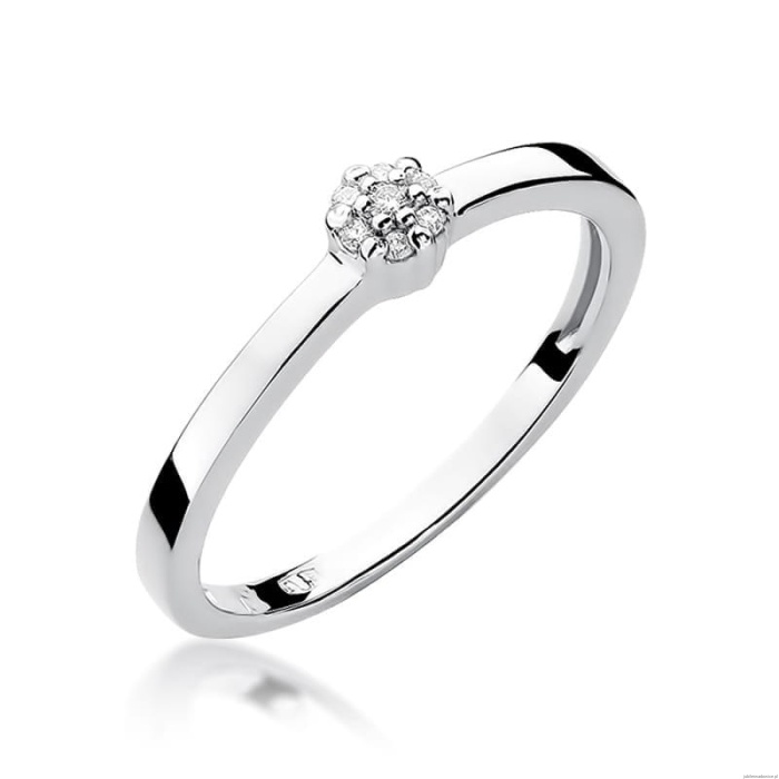 Pierścionek W0100 z diamentami Białe złoto 375