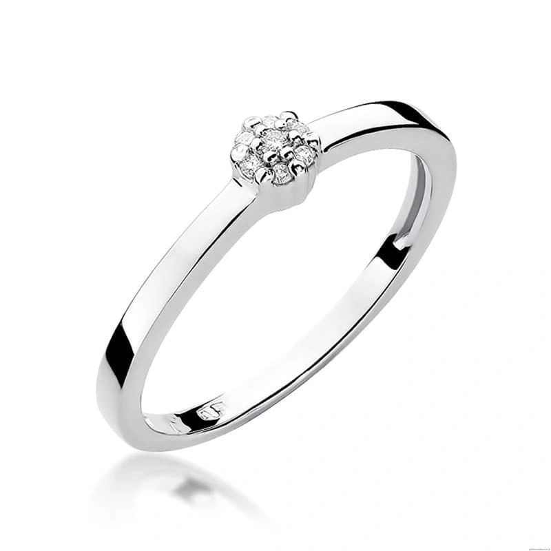 Pierścionek W0100 z diamentami Białe złoto 375