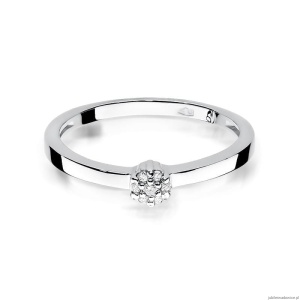 Pierścionek W0100 z diamentami Białe złoto 375