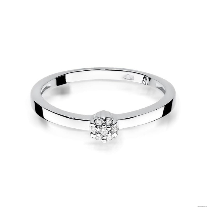 Pierścionek W0100 z diamentami Białe złoto 375