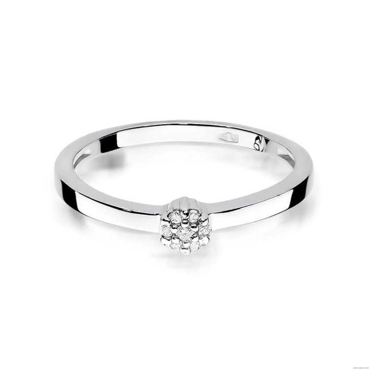Pierścionek W0100 z diamentami Białe złoto 375