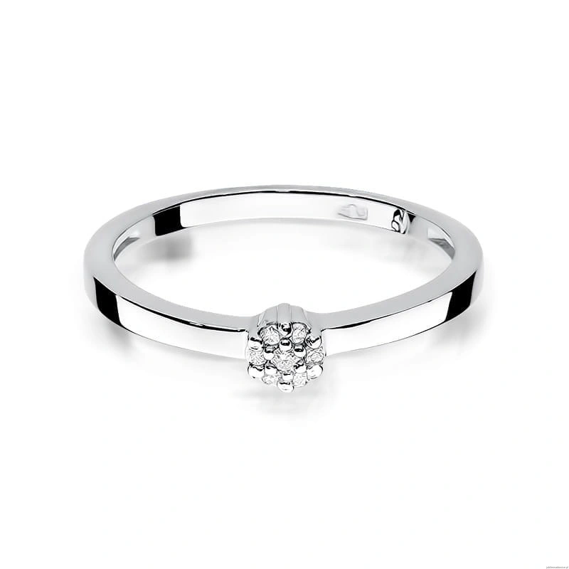 Pierścionek W0100 z diamentami Białe złoto 375