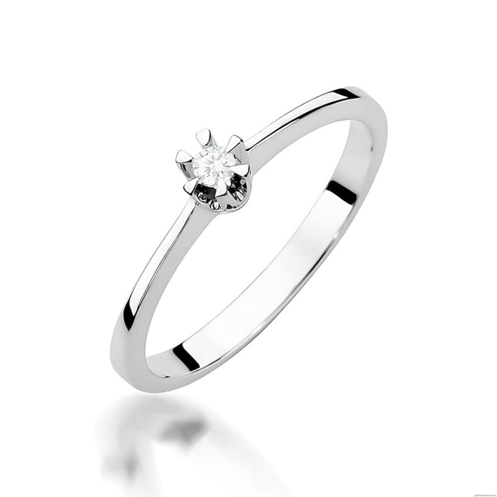 Pierścionek W0111 Diament 0,04ct Białe złoto 375
