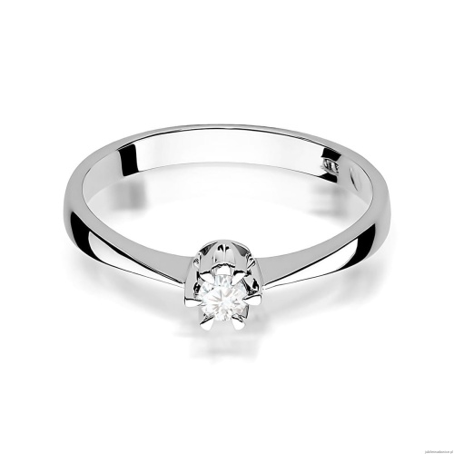 Pierścionek W0111 Diament 0,10ct Białe złoto 375