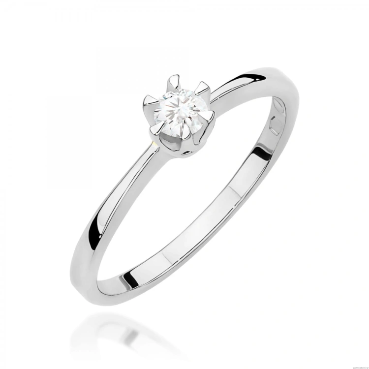 Pierścionek W0111 Diament 0,15ct Białe złoto 375