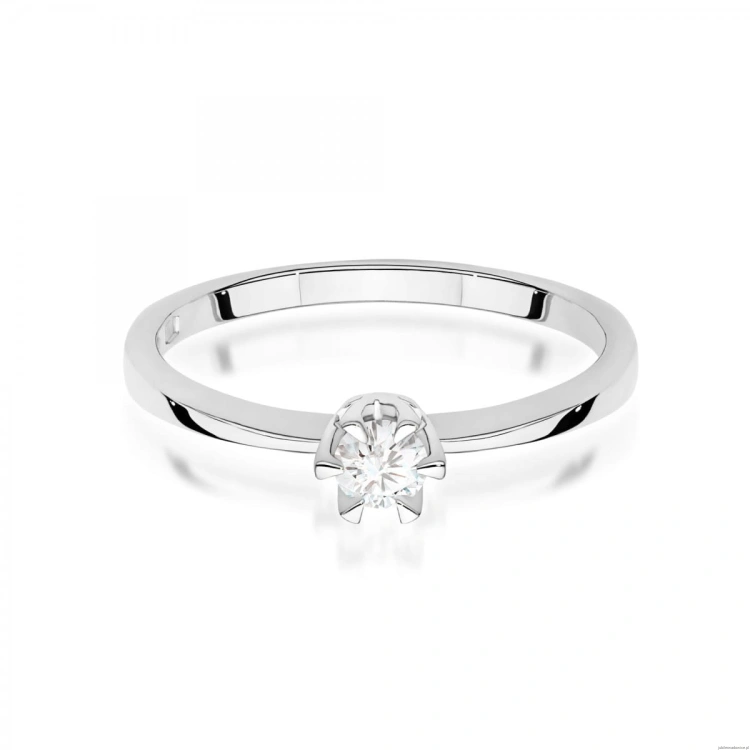 Pierścionek W0111 Diament 0,15ct Białe złoto 375
