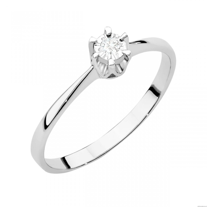 Pierścionek W0111T Diament 0,03ct Białe złoto 375