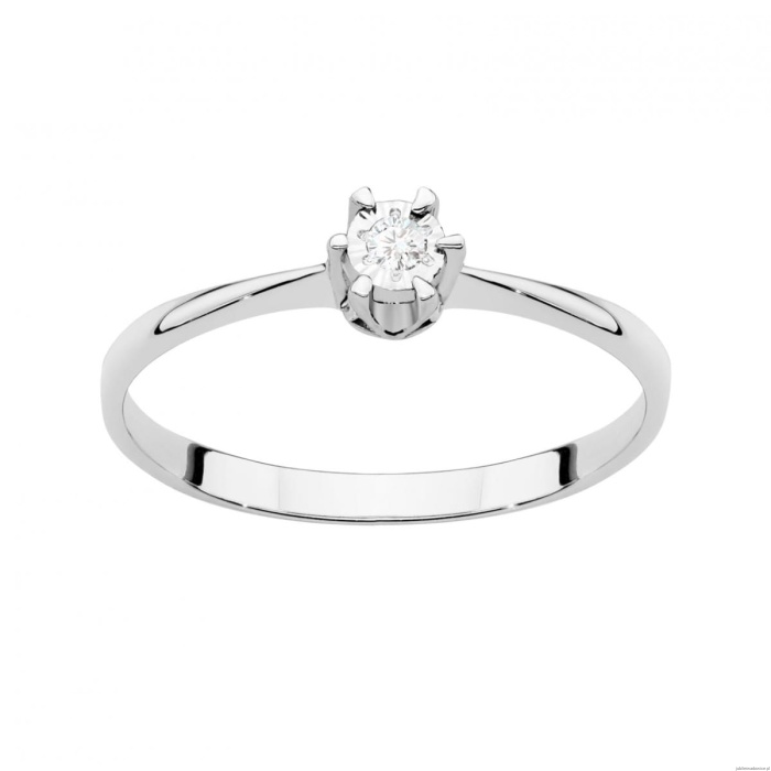 Pierścionek W0111T Diament 0,03ct Białe złoto 375