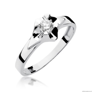 Pierścionek W0155 Diament 0,30ct Białe złoto 375