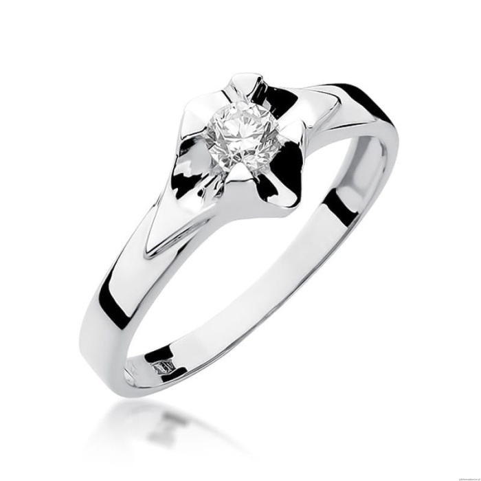 Pierścionek W0155 Diament 0,30ct Białe złoto 375