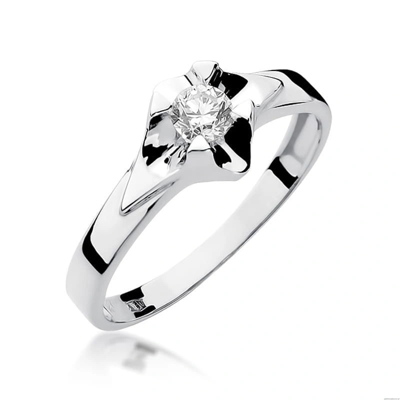 Pierścionek W0155 Diament 0,30ct Białe złoto 375
