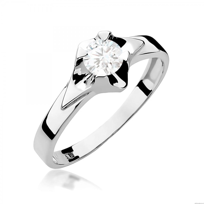 Pierścionek W0155 Diament 0,50ct Białe złoto 375
