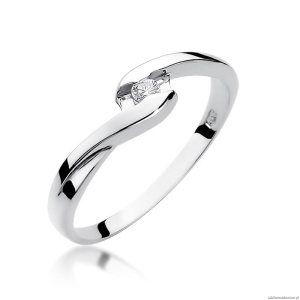 Pierścionek W0158 Diament 0,05ct Białe złoto 375