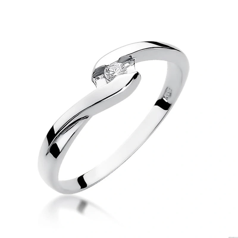 Pierścionek W0158 Diament 0,05ct Białe złoto 375