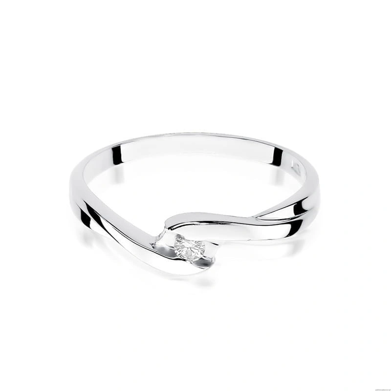 Pierścionek W0158 Diament 0,05ct Białe złoto 375