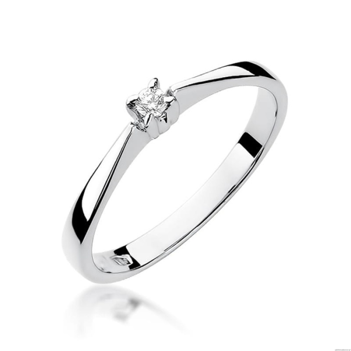 Pierścionek W0175 Diament 0,03ct Białe złoto 375