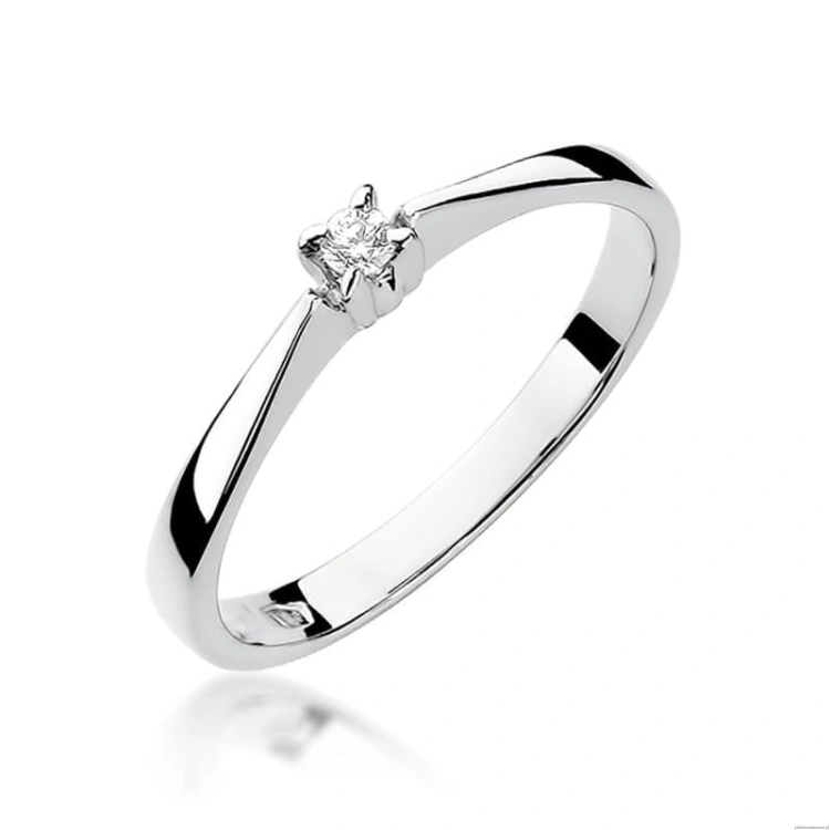 Pierścionek W0175 Diament 0,03ct Białe złoto 375
