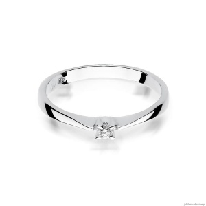 Pierścionek W0175 Diament 0,03ct Białe złoto 375