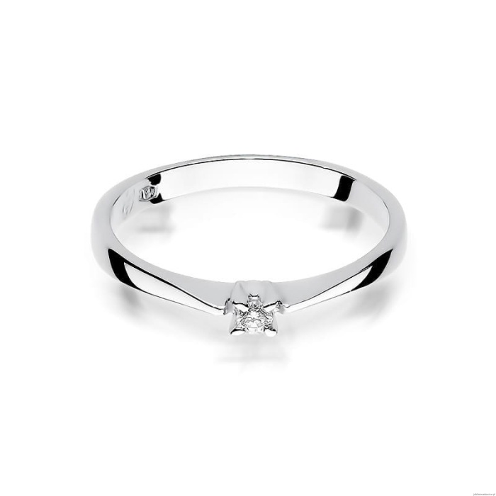 Pierścionek W0175 Diament 0,03ct Białe złoto 375