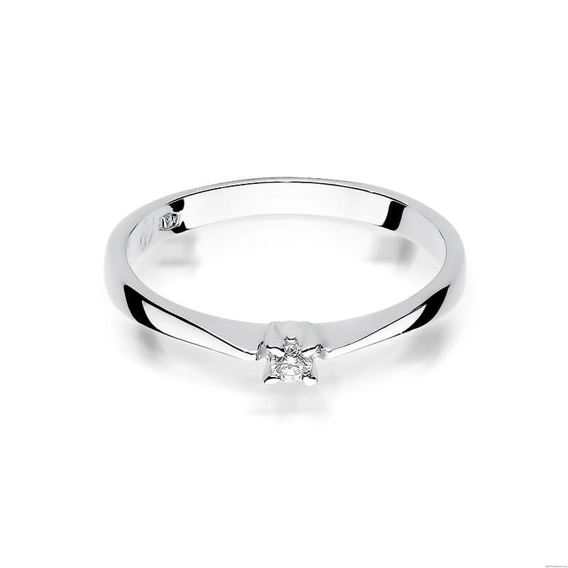 Pierścionek W0175 Diament 0,03ct Białe złoto 375