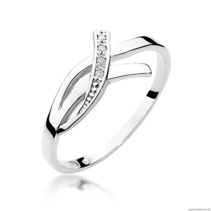 Pierścionek W0179 z diamentami Białe złoto 375