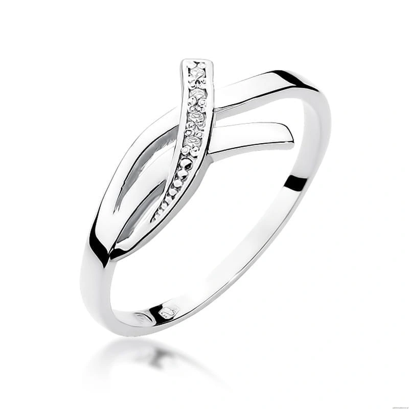 Pierścionek W0179 z diamentami Białe złoto 375