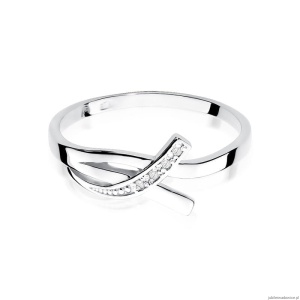 Pierścionek W0179 z diamentami Białe złoto 375