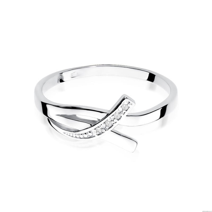 Pierścionek W0179 z diamentami Białe złoto 375