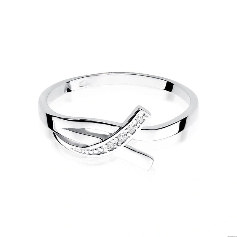 Pierścionek W0179 z diamentami Białe złoto 375