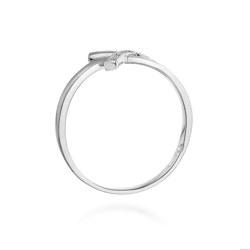 Pierścionek W0179 z diamentami Białe złoto 375