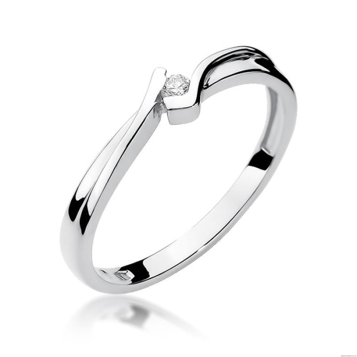Pierścionek W0181 Diament 0,04ct Białe złoto 375