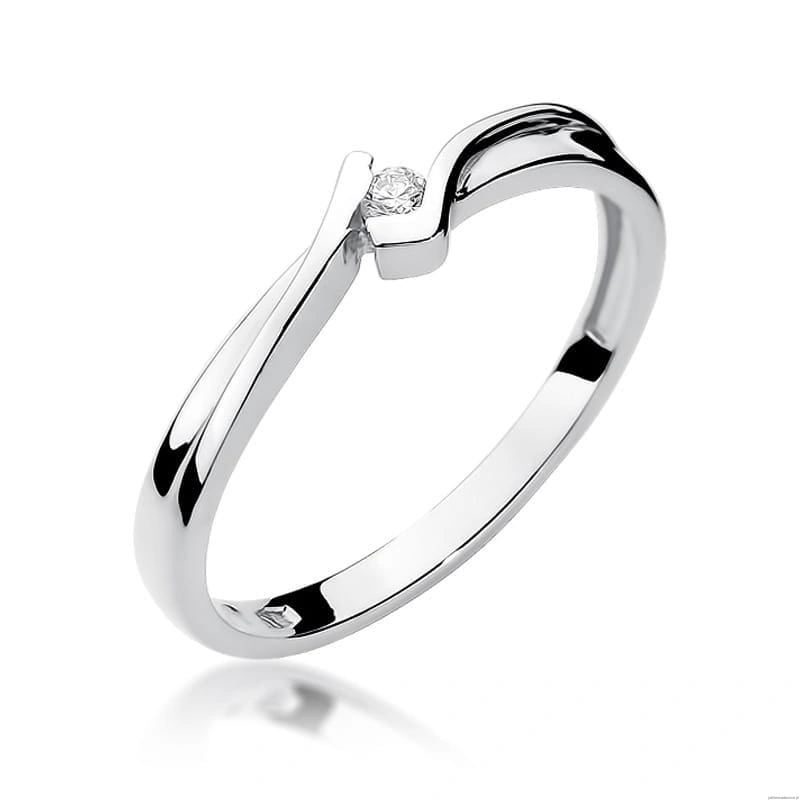 Pierścionek W0181 Diament 0,04ct Białe złoto 375