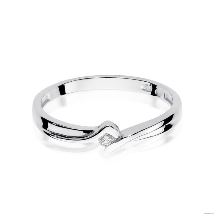 Pierścionek W0181 Diament 0,04ct Białe złoto 375