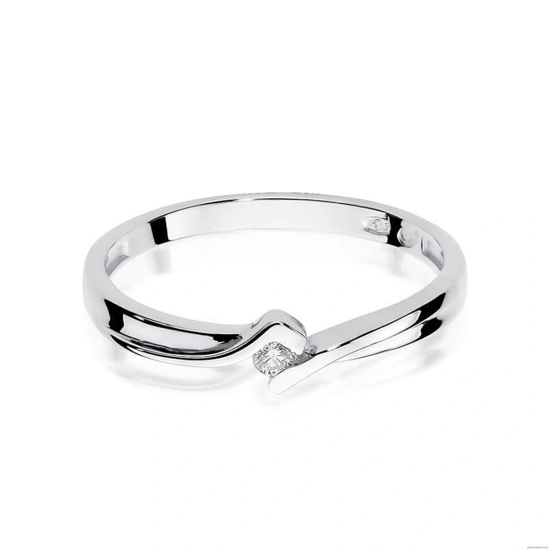Pierścionek W0181 Diament 0,04ct Białe złoto 375