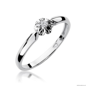 Pierścionek W0187 Diament 0,04ct Białe złoto 375