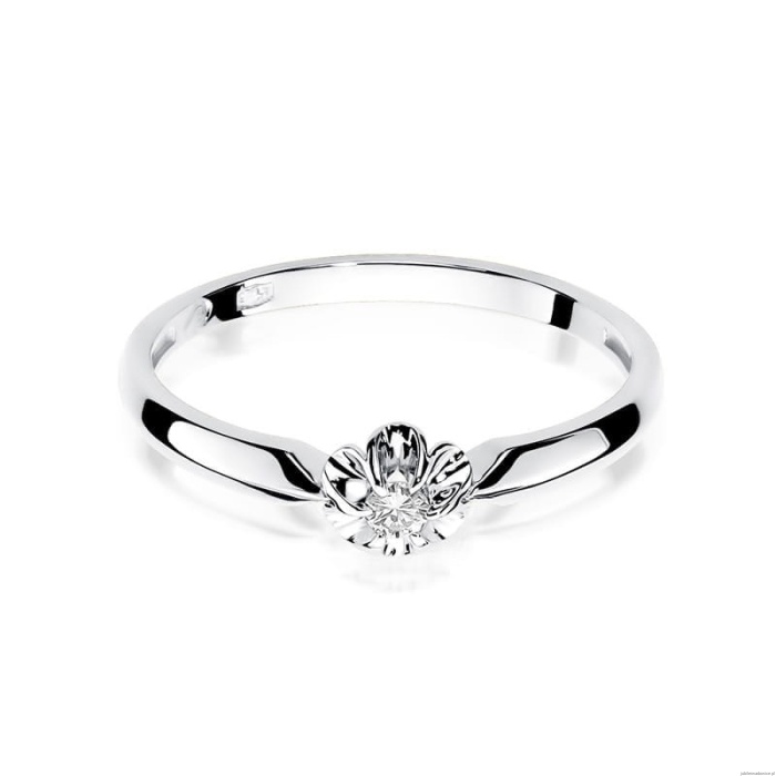 Pierścionek W0187 Diament 0,04ct Białe złoto 375