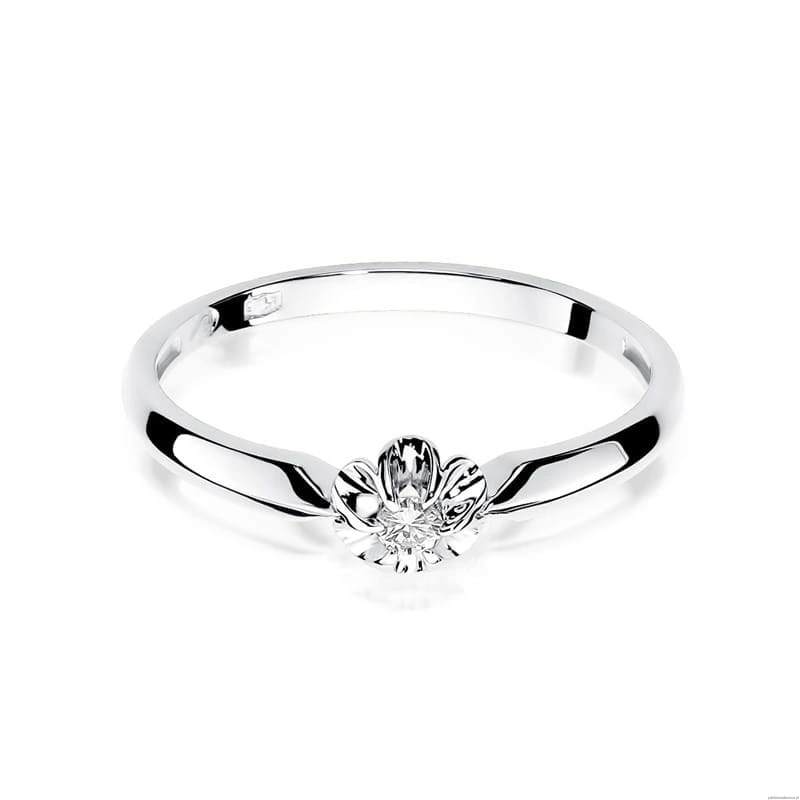 Pierścionek W0187 Diament 0,04ct Białe złoto 375