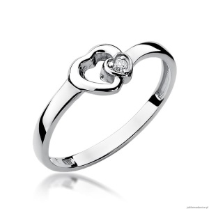 Pierścionek W0188 Diament 0,02ct Białe złoto 375
